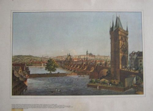 Hradčany, Malá Strana, Mostecká věž - Praha 1830 - V. Morstadt, ryl C. Richter