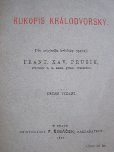 Rukopis králodvorský - upravil F. X. Prusík