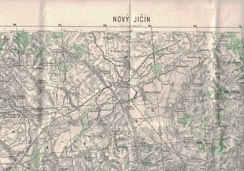 Mapa Nový Jičín a okolí - 1938