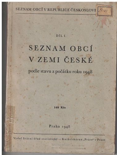 Seznam obcí v zemi České I. - 1948