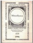 Miscellanea - oddělení rukopisů a starých tisků 13 - 1996