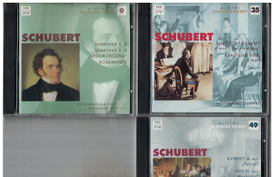 3 x CD Franz Schubert - Symfonie 5 a 8, Pstruh, Nocturno, Smrt a dívka ..