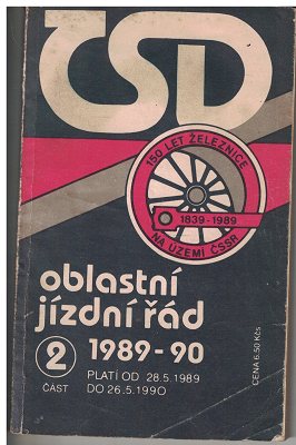 Oblastní jízdní řád ČSD 2 - 1989/90