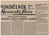 Pondělník Moravské slovo 28. srpna 1939 - Poláci zničili jablunkovský tunel ?