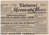 Večerní moravské slovo 28. srpna 1939 - Vandalismus polských povstaleckých tlup, Vůdce promluvil atd